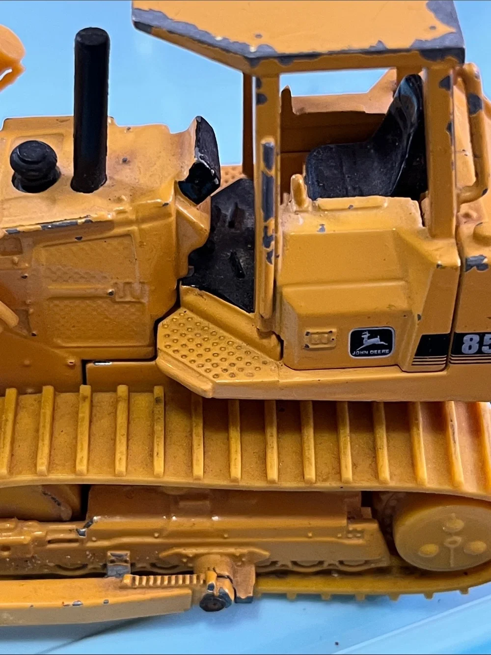 John Deere Yellow Metal Crawler Bulldozer Toy with Black Accents